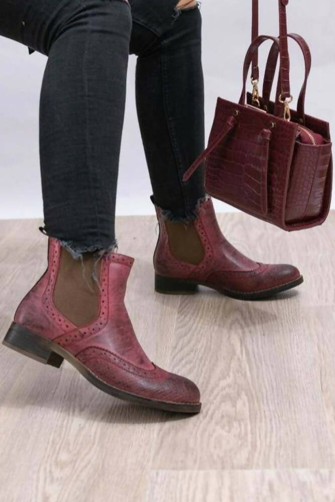 Chelsea Brogue Pull on Ankle Boots