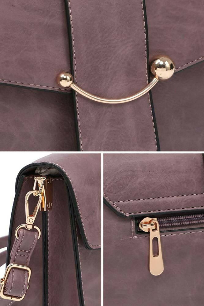 Women Faux Leather Bulky strap Lock Hand Bag