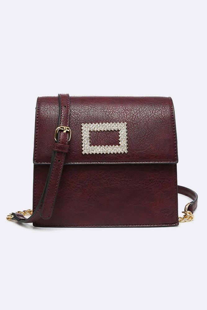 Women Faux Leather Diamond Square HandBag