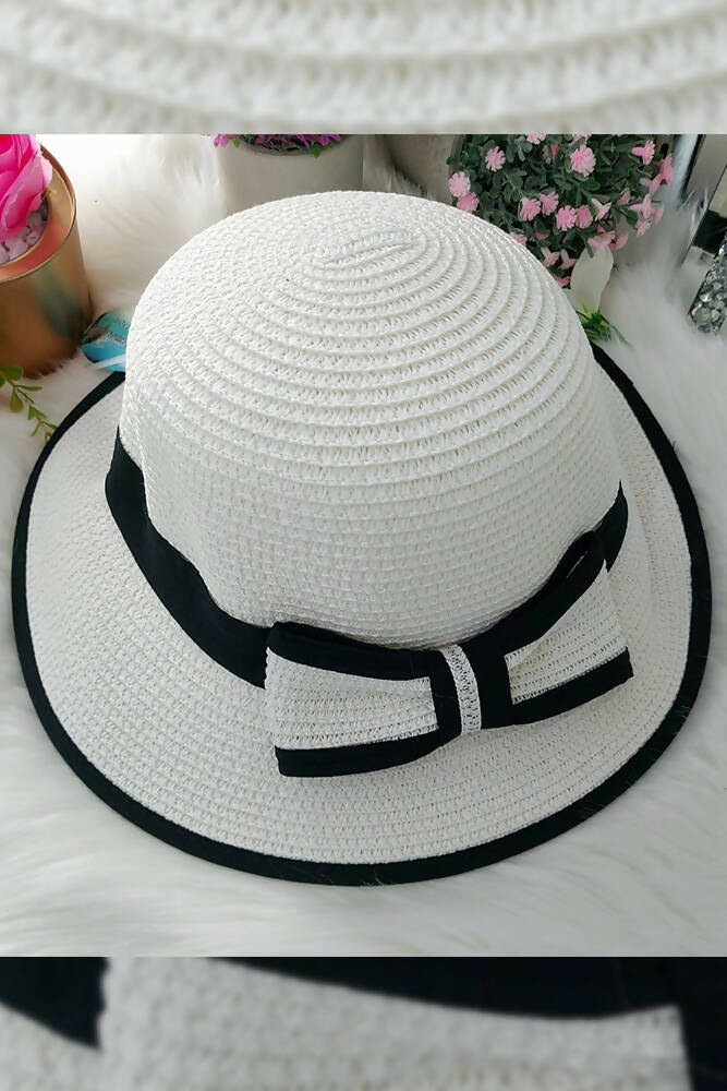 Jute Contrast Bow Detailed Hat