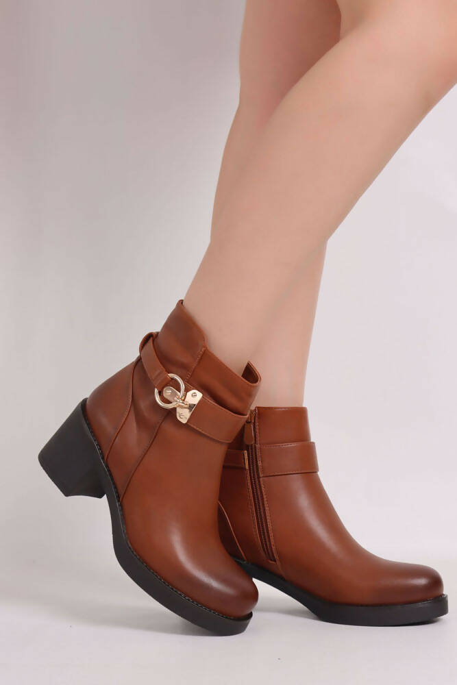 Faux Leather Look Heel Boots