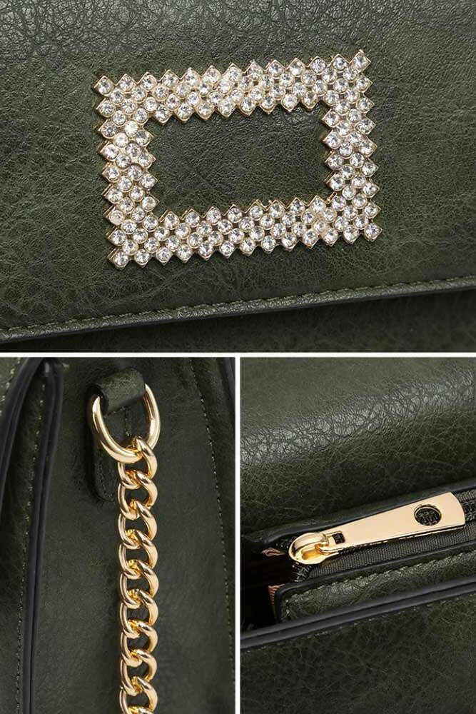 Women Faux Leather Diamond Square HandBag