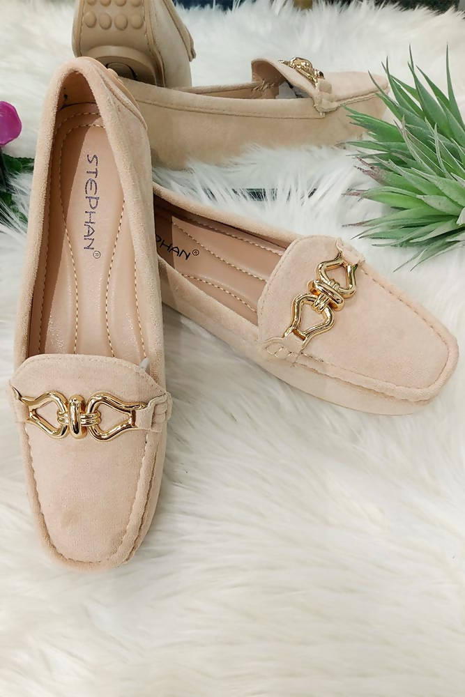 Suedette Link Buckle Loafers