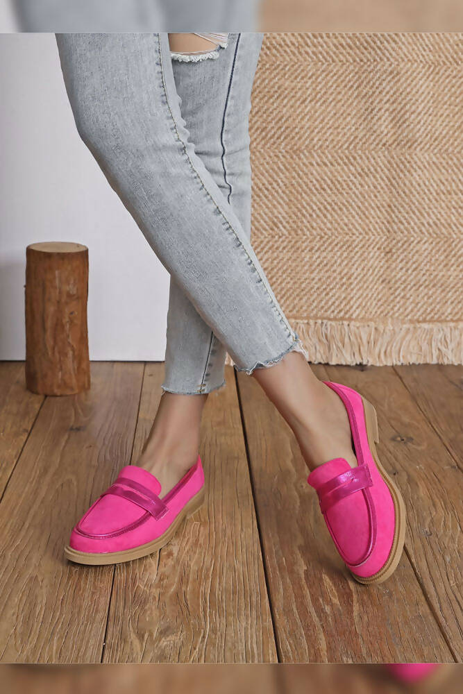 Suede Pu Patch Detailed Loafers Shoes