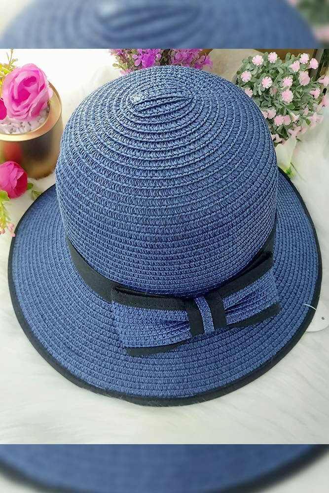 Jute Contrast Bow Detailed Hat