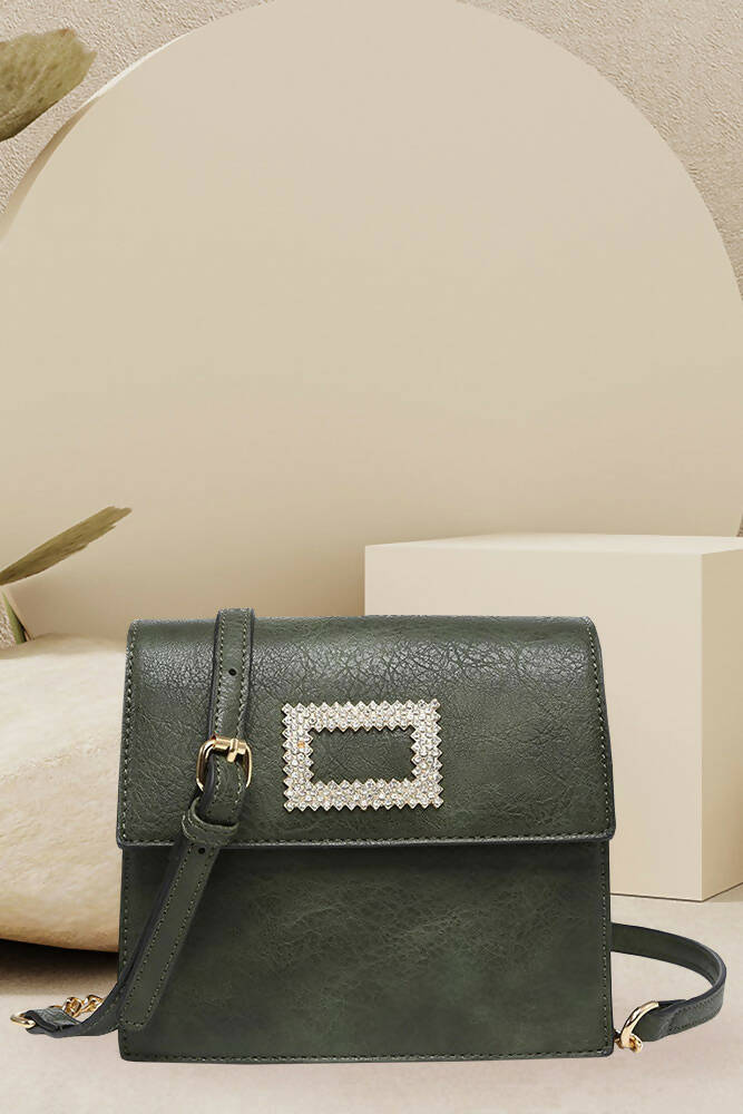 Women Faux Leather Diamond Square HandBag