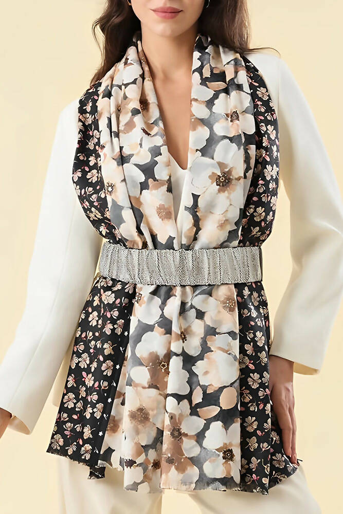 Lily Flower Print Viscose Scarves