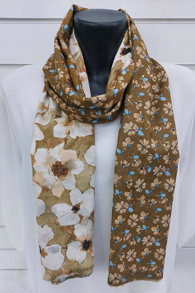 Lily Flower Print Viscose Scarves