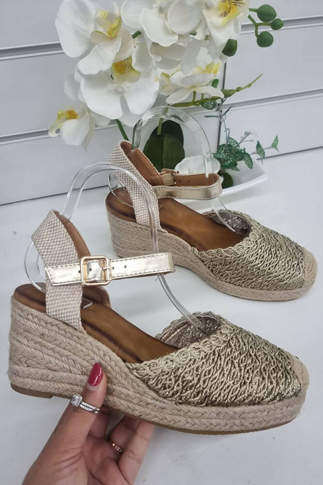 Ladies Woven Espadrille Wedges