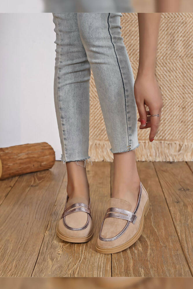 Suede Pu Patch Detailed Loafers Shoes
