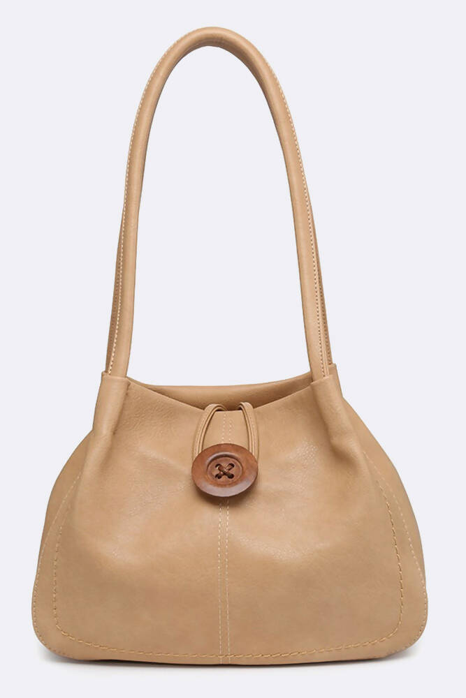 Ladies Large Tote Bag With Wooden Button