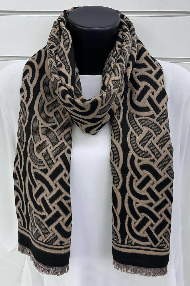 Geometric Greek Key Pattern Viscose Scarves