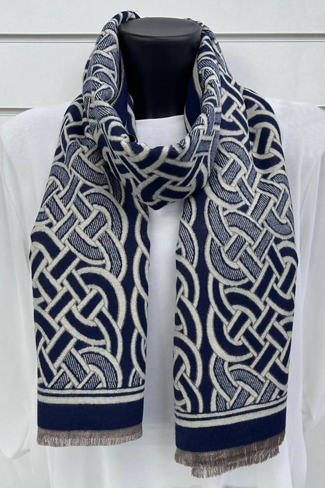 Geometric Greek Key Pattern Viscose Scarves