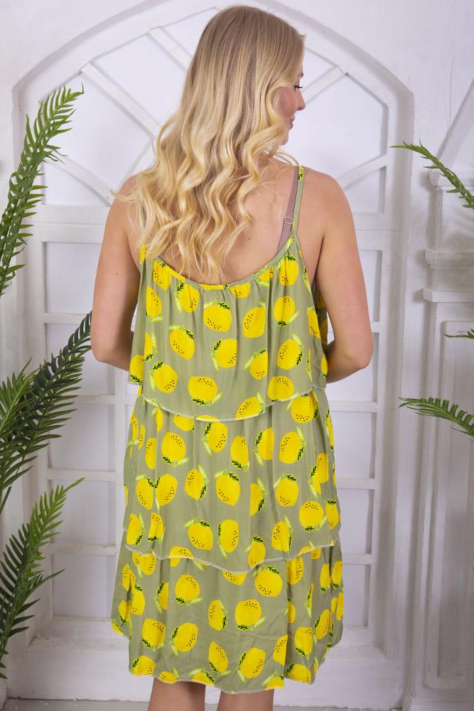 Lemon Print Flounced Dress