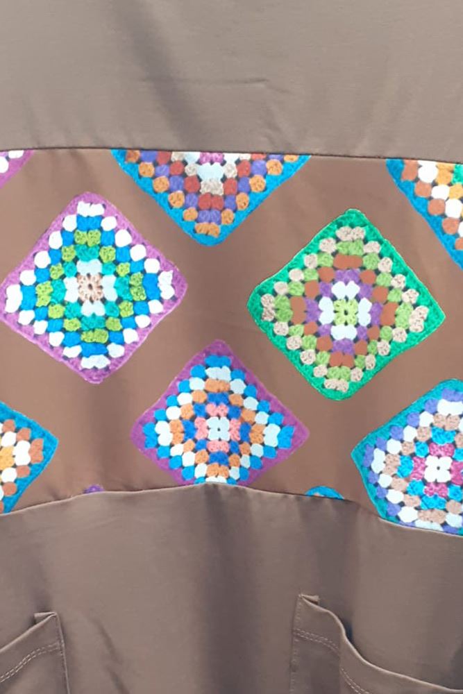Italian Multi Colour Patch Print Panel Dress