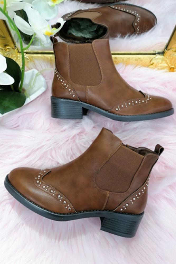 Women Plain Pull On Ankle Zip Boots