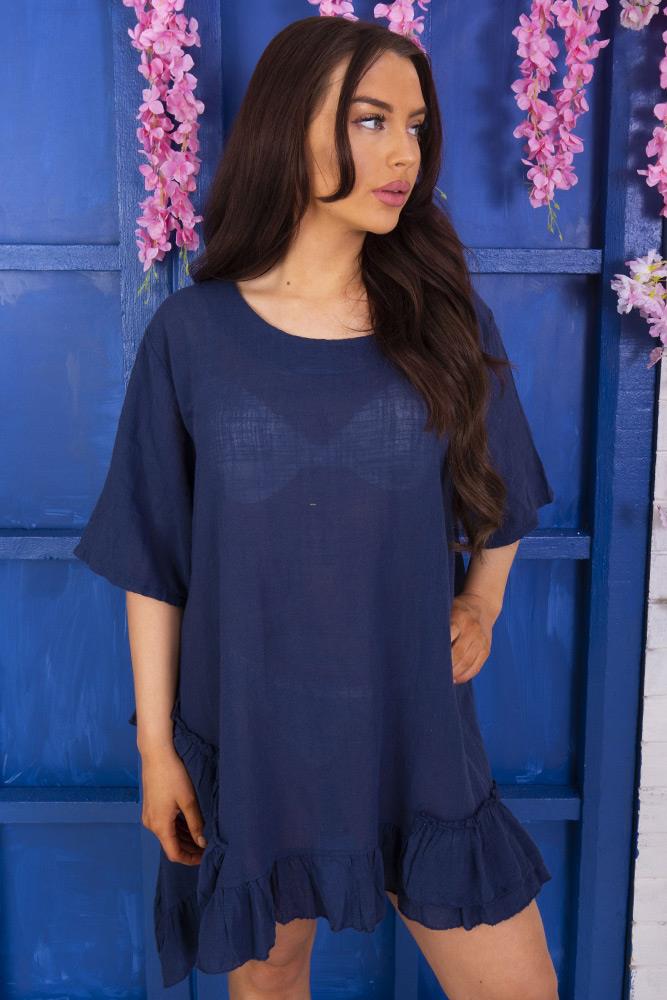Asymmetrical Linen Long Sleeve Top