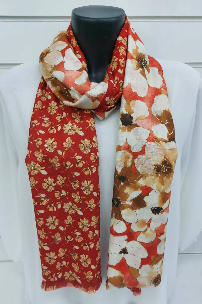 Lily Flower Print Viscose Scarves