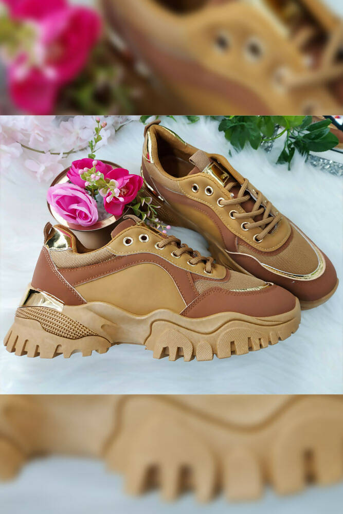 Chunky Panalled Lace Up Sneakers