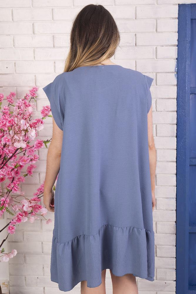 Plain Frill Hem Necklce Dress