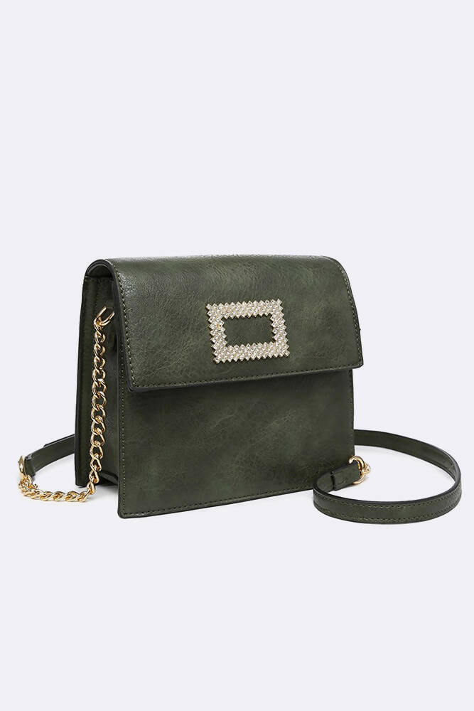 Women Faux Leather Diamond Square HandBag