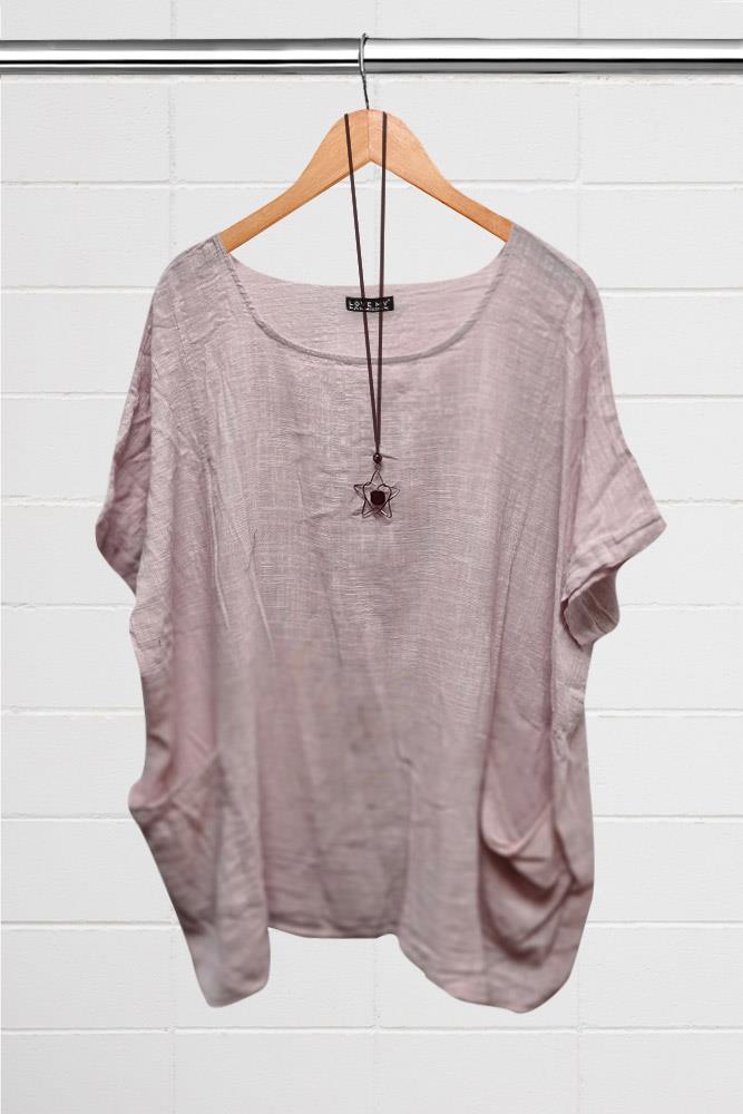 Textured Cotton Front Pocket Necklace Top