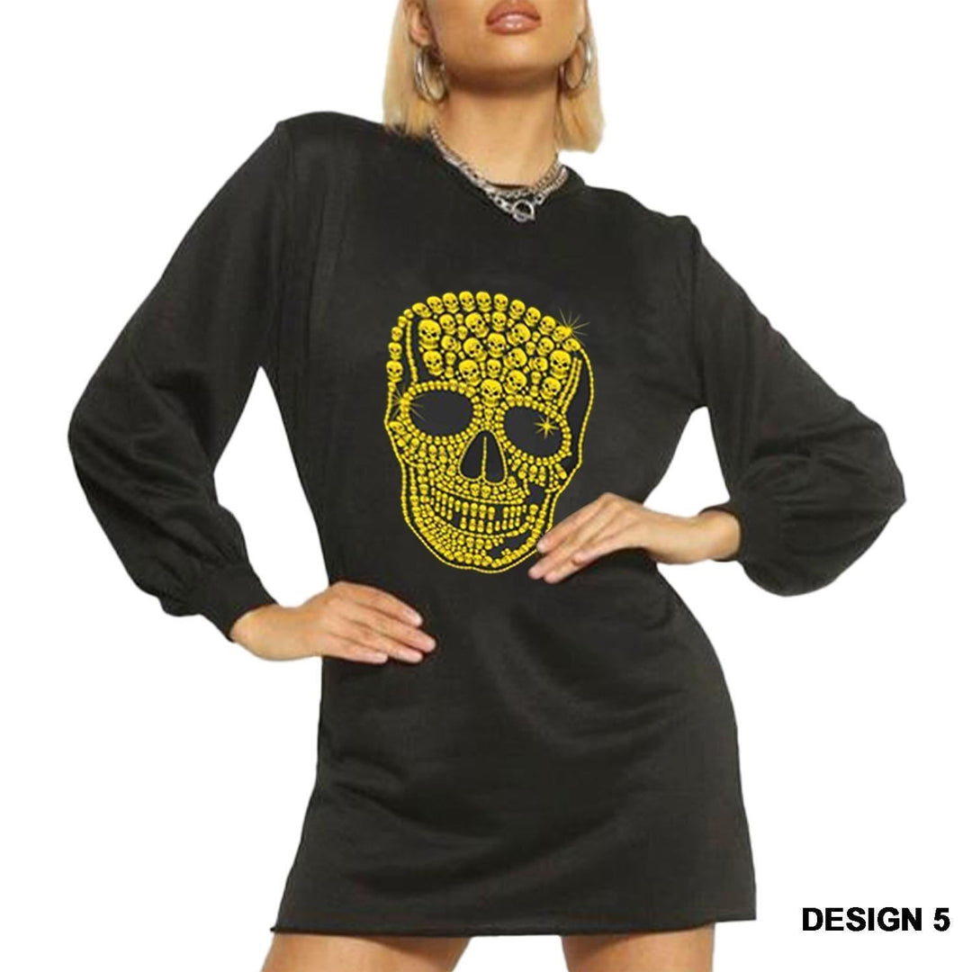 Diamond Gold Skull Print Sweatshirt