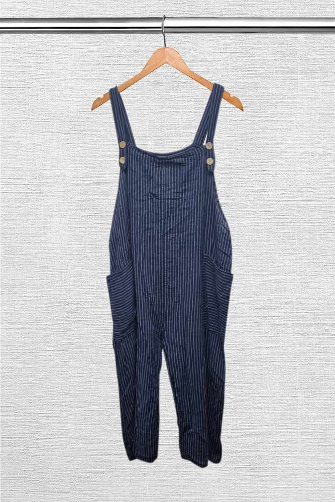Striped Two Pocket Cotton Jumpsuit Dungaree