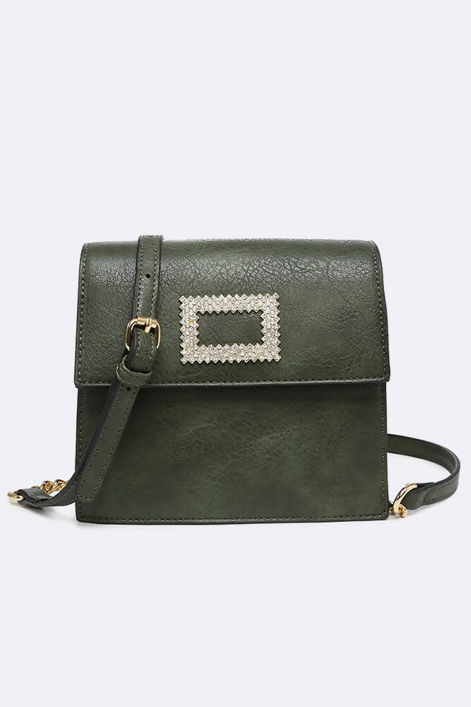 Women Faux Leather Diamond Square HandBag