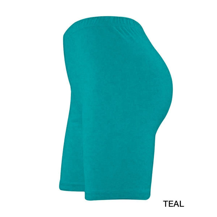 Teal colour Girls cycling shorts with white background