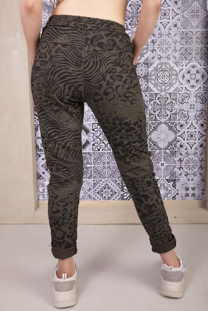 Italian Abstract Animal Printed Drawstring Trouser