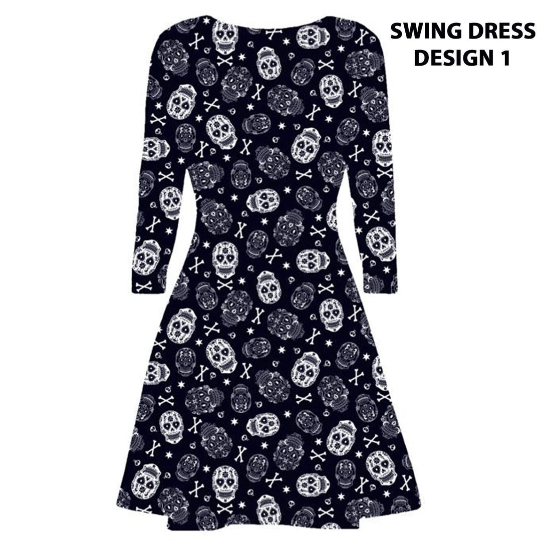 Sugar Skulls Print Swing Dress