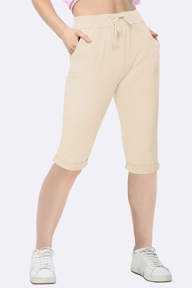 Italian Plain 3/4 Drawstring Pocket Trousers