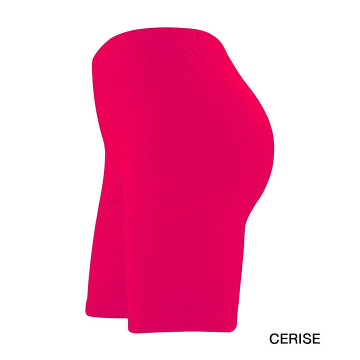 Cerise colour Girls cycling shorts with white background