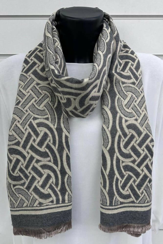Geometric Greek Key Pattern Viscose Scarves
