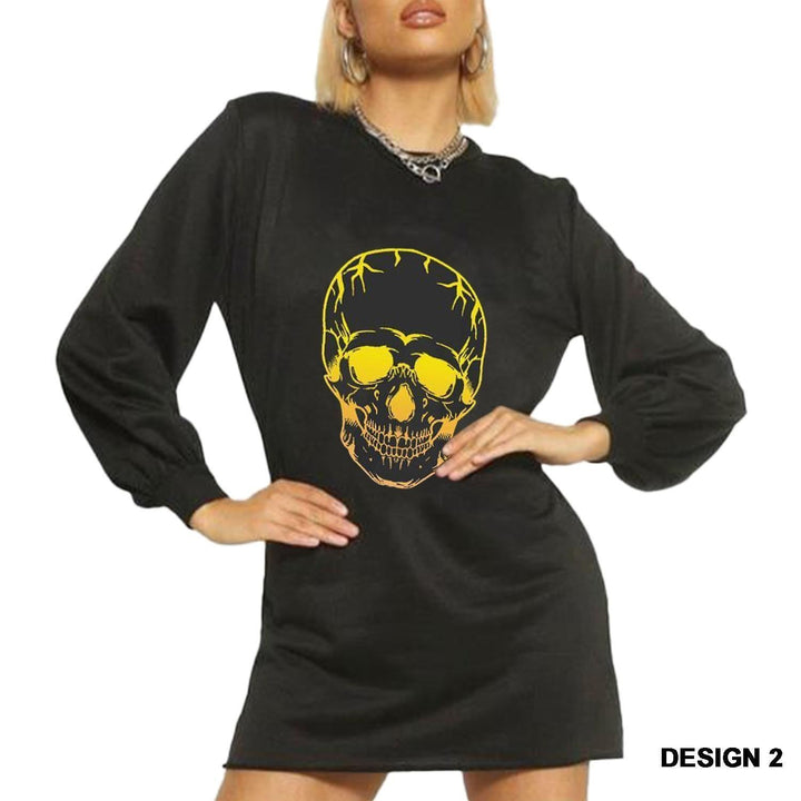 Yellow Vintage Skull Print Sweatshirt