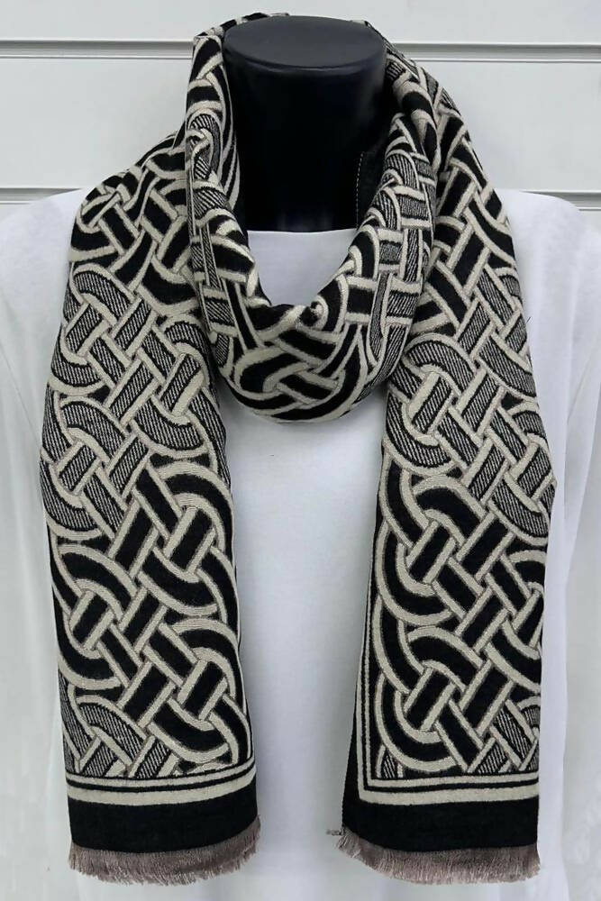 Geometric Greek Key Pattern Viscose Scarves