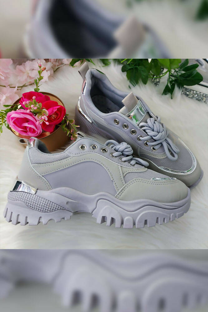 Chunky Panalled Lace Up Sneakers
