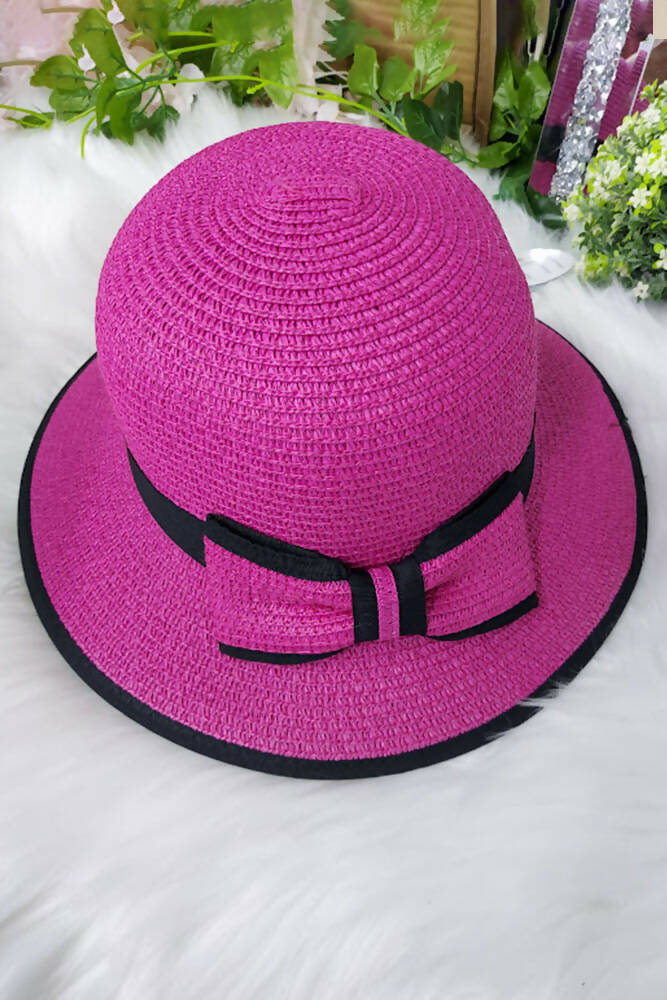 Jute Contrast Bow Detailed Hat