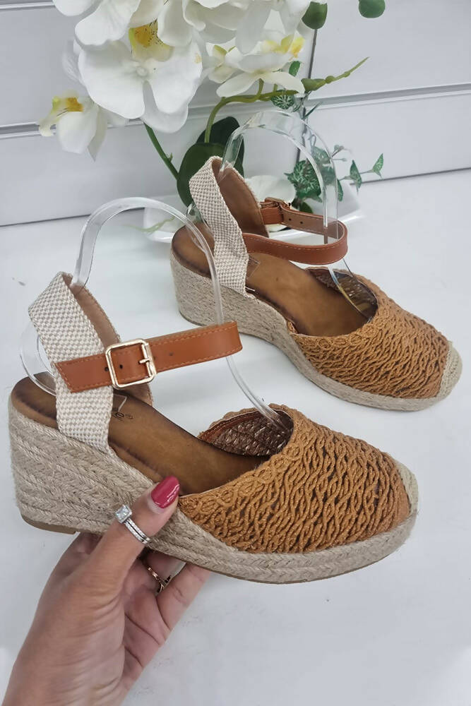 Ladies Woven Espadrille Wedges
