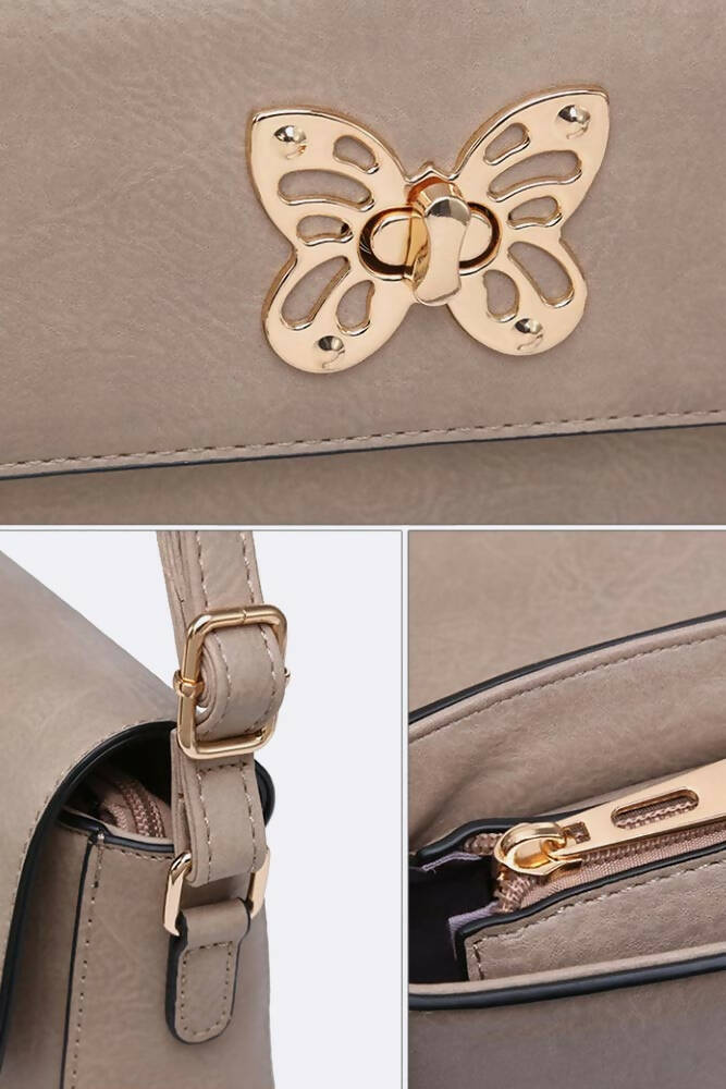 Stylish Gold Butterfly Buckle Cross Body Bag