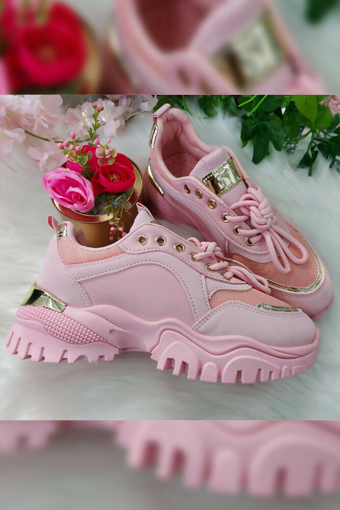 Chunky Panalled Lace Up Sneakers