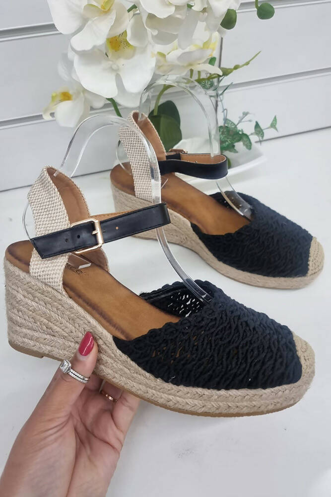 Ladies Woven Espadrille Wedges