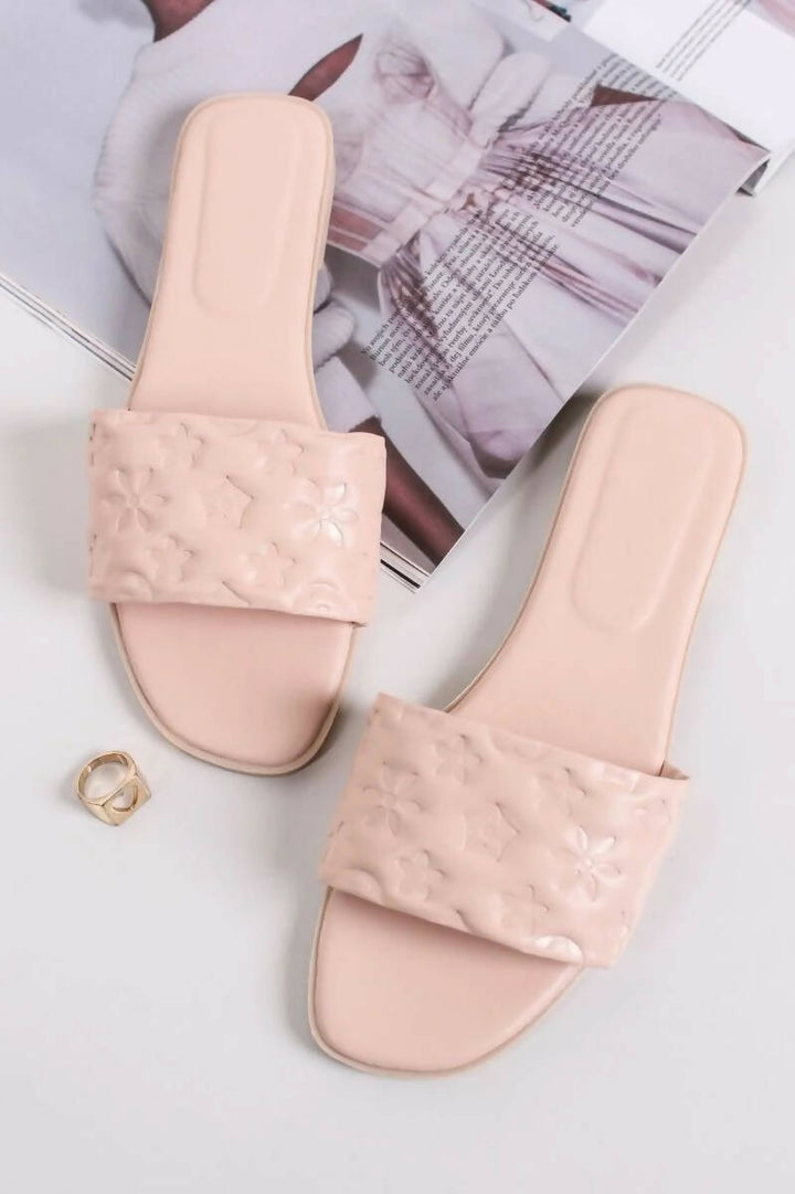 Monogram Embossed Strap Sliders