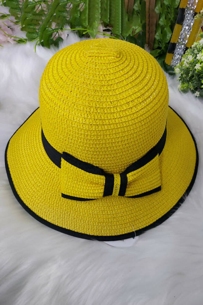 Jute Contrast Bow Detailed Hat