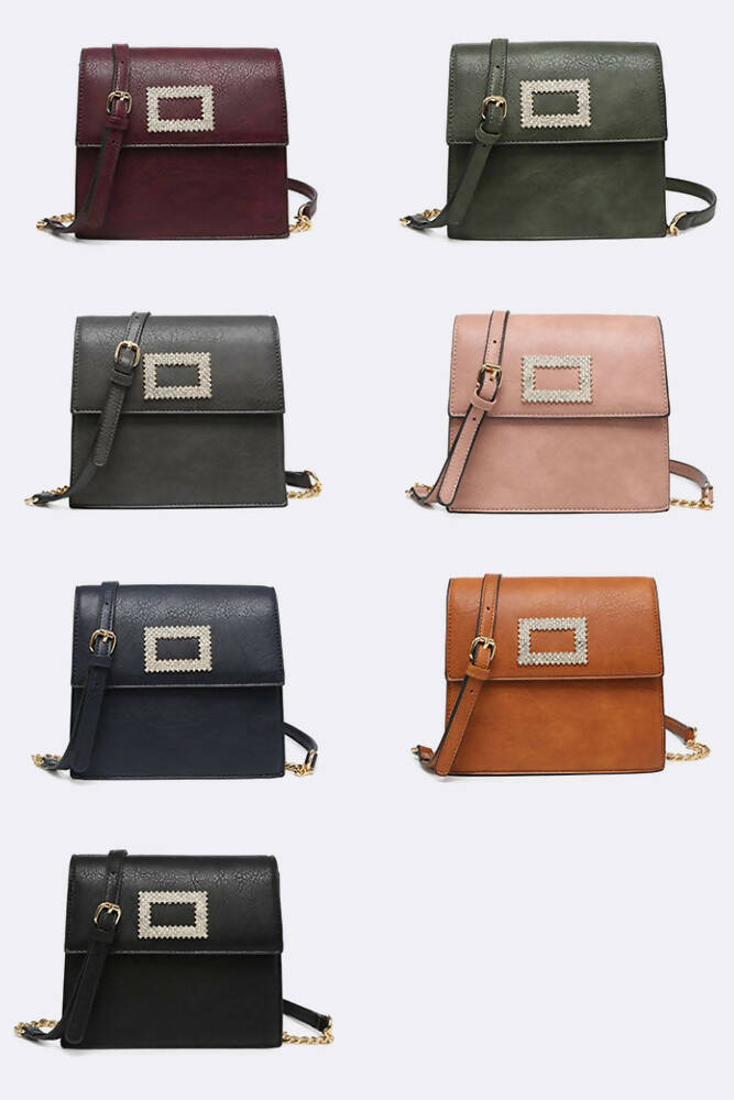 Women Faux Leather Diamond Square HandBag