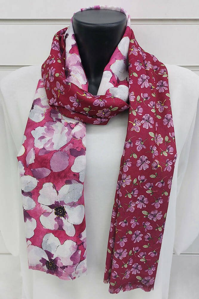 Lily Flower Print Viscose Scarves