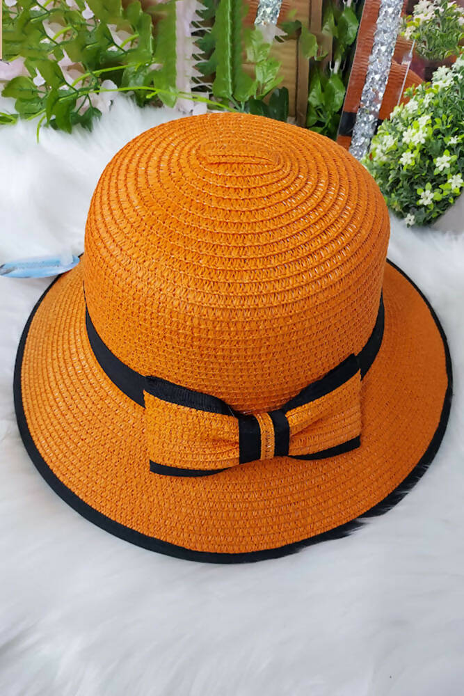 Jute Contrast Bow Detailed Hat