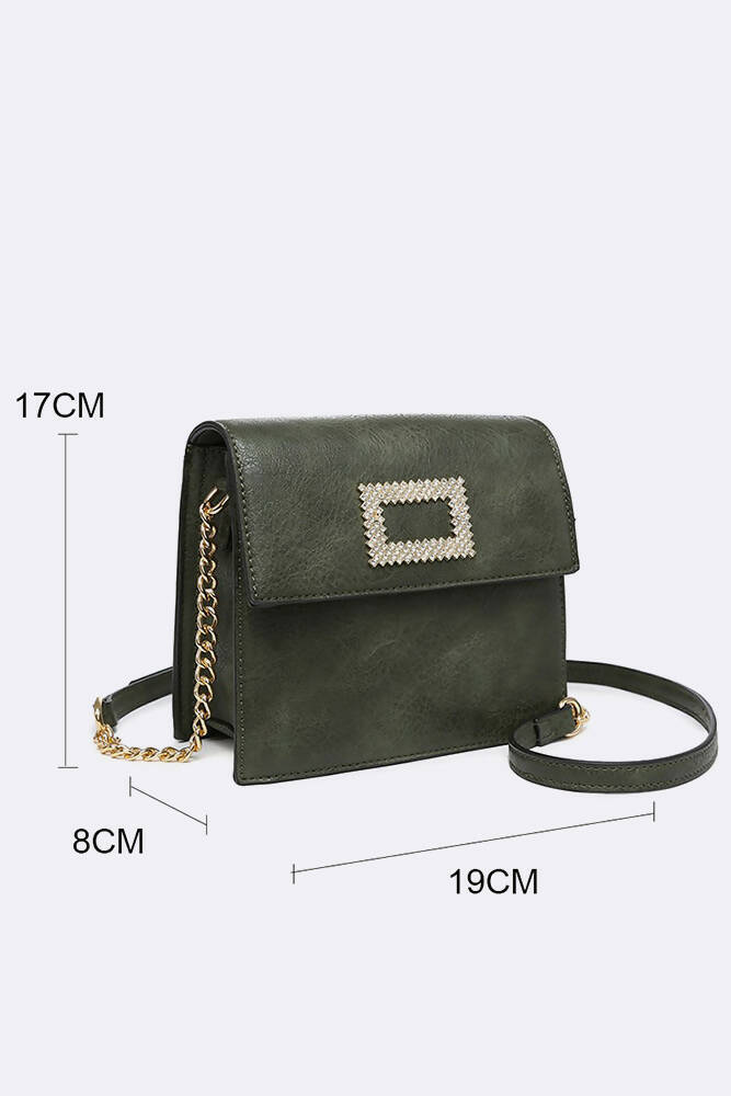 Women Faux Leather Diamond Square HandBag