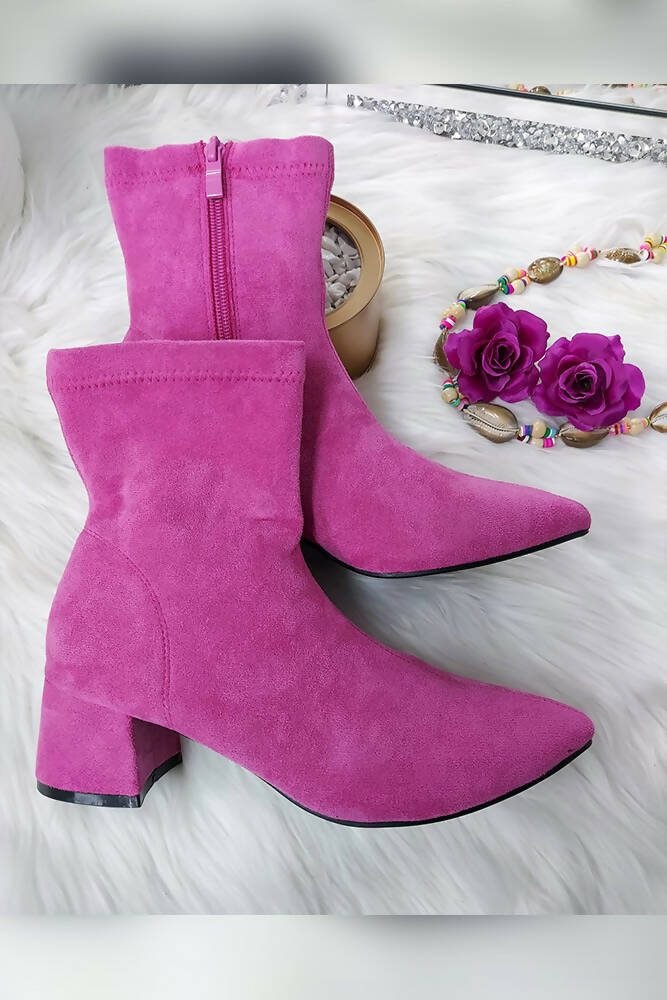 Pointed Block Heel Ankle Boots